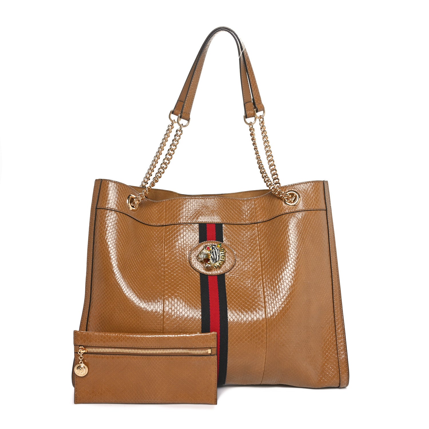 Gucci Snakeskin Rajah Chain Tote Cuir 3 of 14