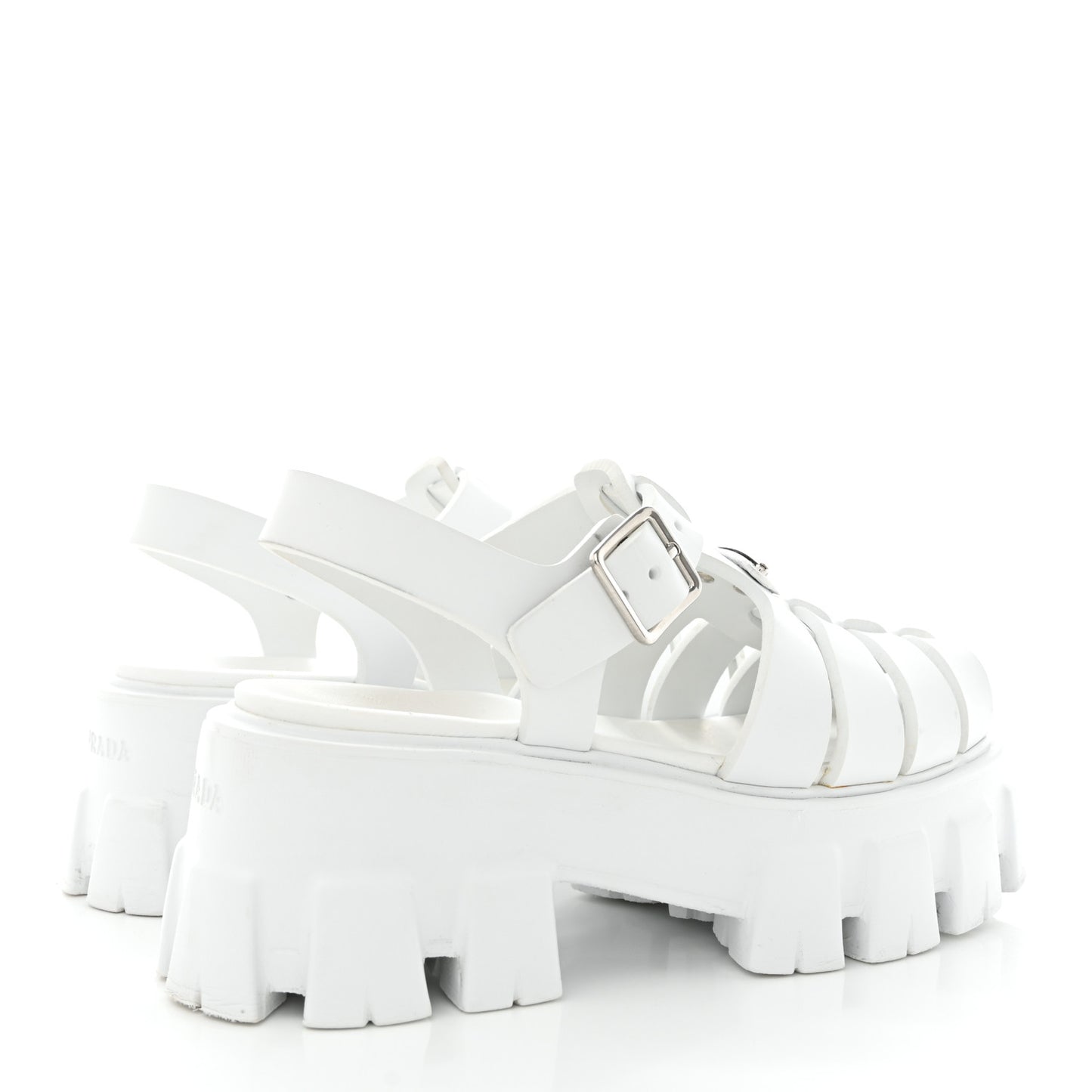Foam Rubber Metal Triangle Logo Monolith 55mm Cage Sandals 35 White