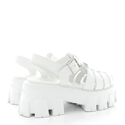 Prada Foam Rubber Metal Triangle Logo Monolith 55mm Cage Sandals 35 White 4 of 11