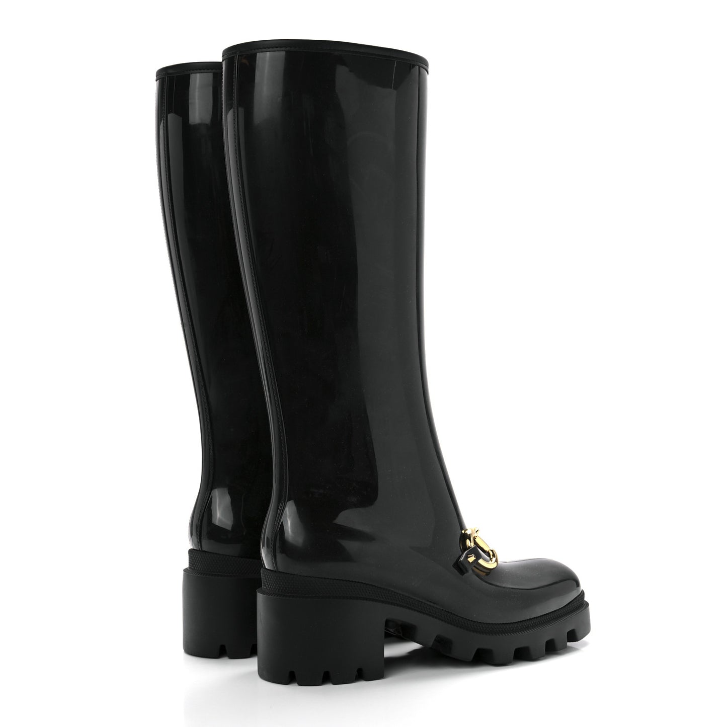 Rubber Horsebit Knee High Boots 38 Black