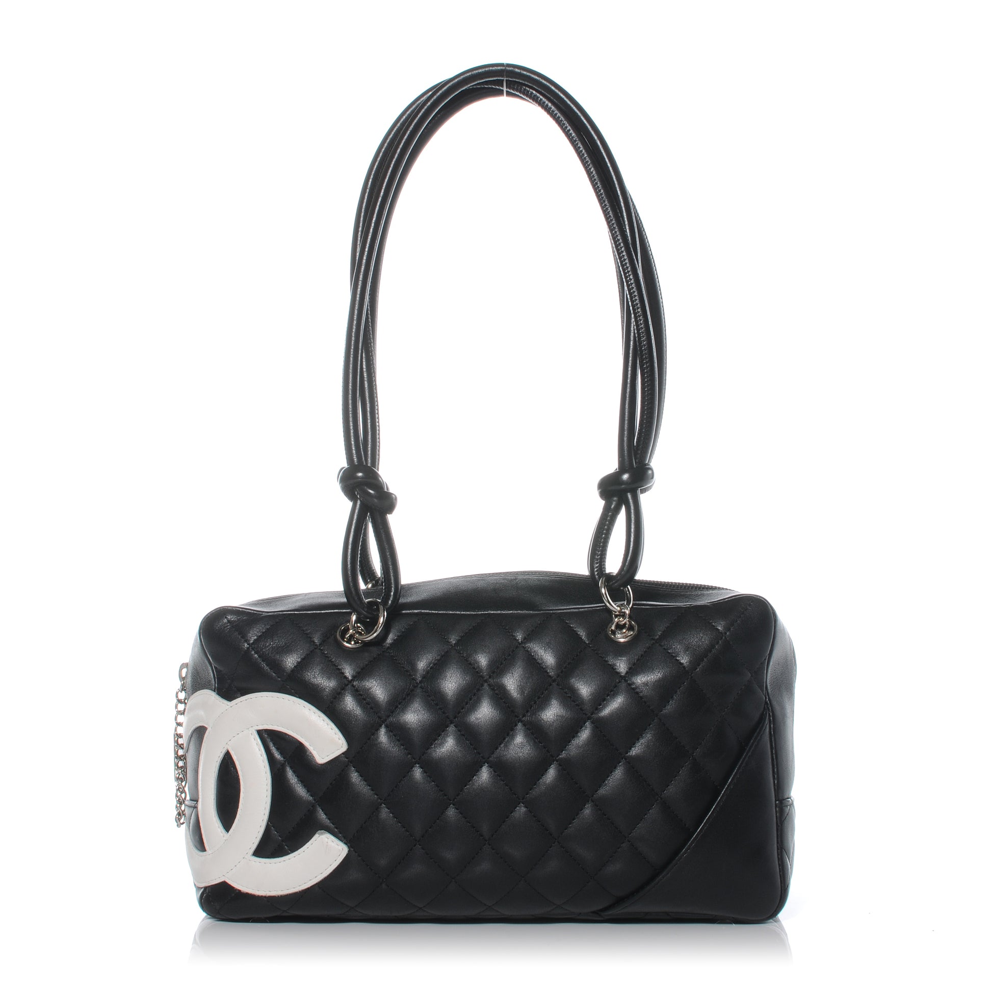 Chanel Calfskin Quilted Large Cambon Bowler Black White 1 of 9