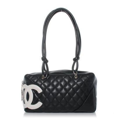 Chanel Calfskin Quilted Large Cambon Bowler Black White 1 of 9