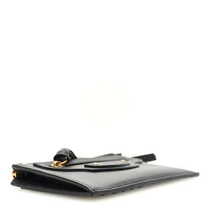 Balenciaga Grained Calfskin Neo Classic Brass Hardware Long Coin Case Card Holder Black 4 of 7