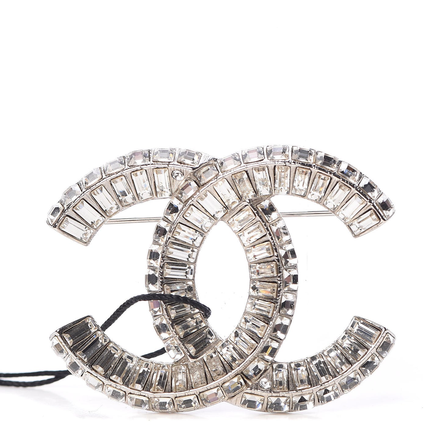 Baguette Crystal CC Brooch Silver