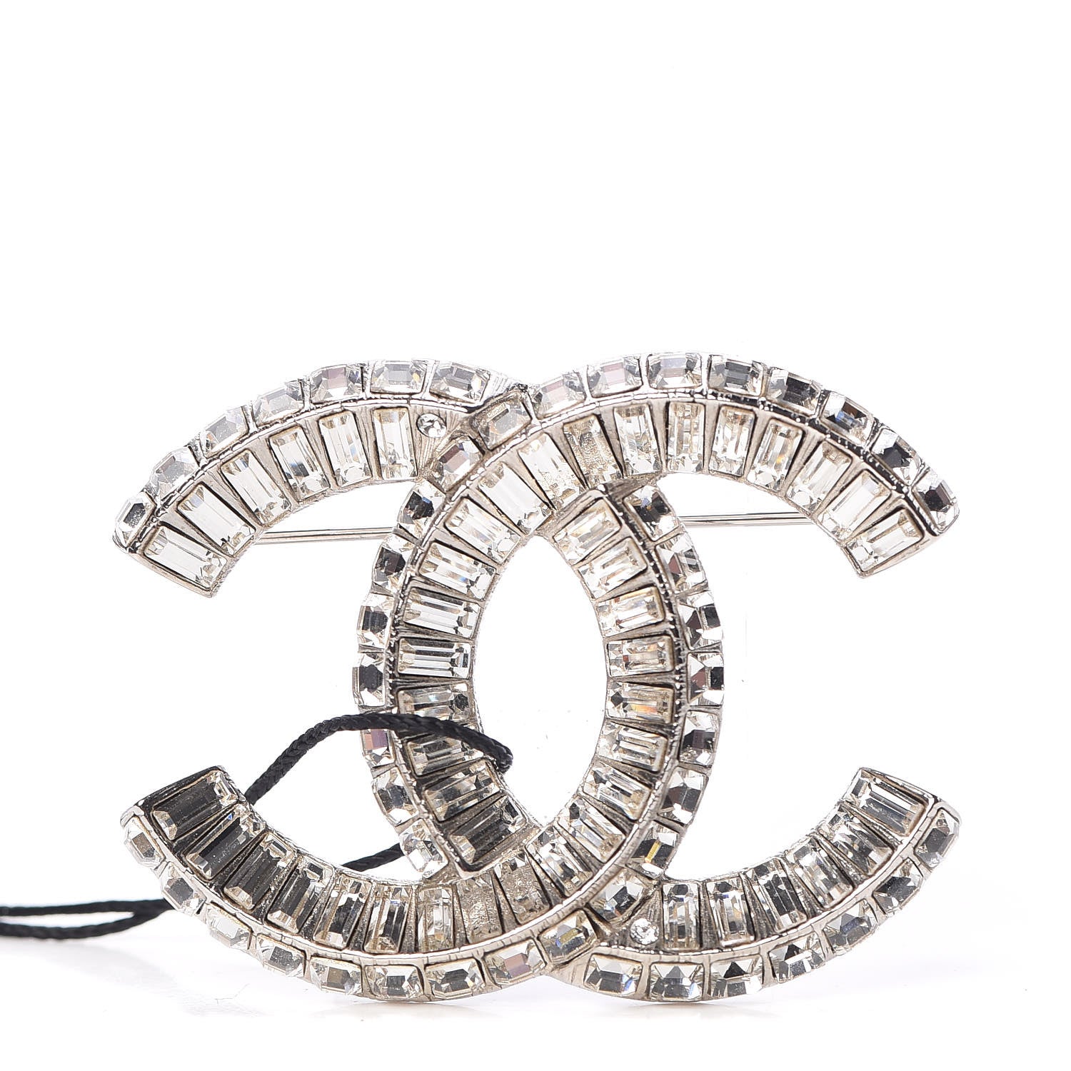 Chanel Baguette Crystal CC Brooch Silver 1 of 5