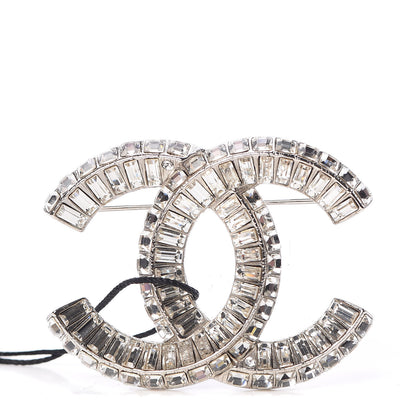 Chanel Baguette Crystal CC Brooch Silver 1 of 5