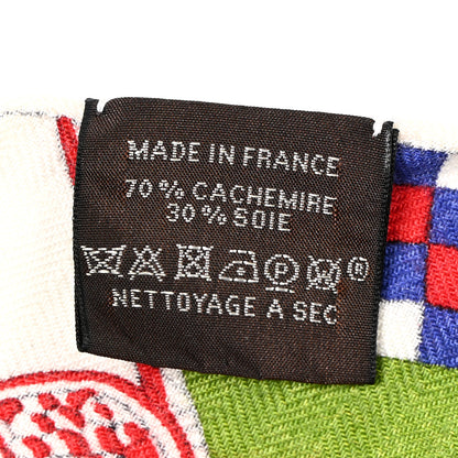 Hermes Cashmere Silk Harnais Francais Remix Losange Scarf MM Bordeaux 5 of 5