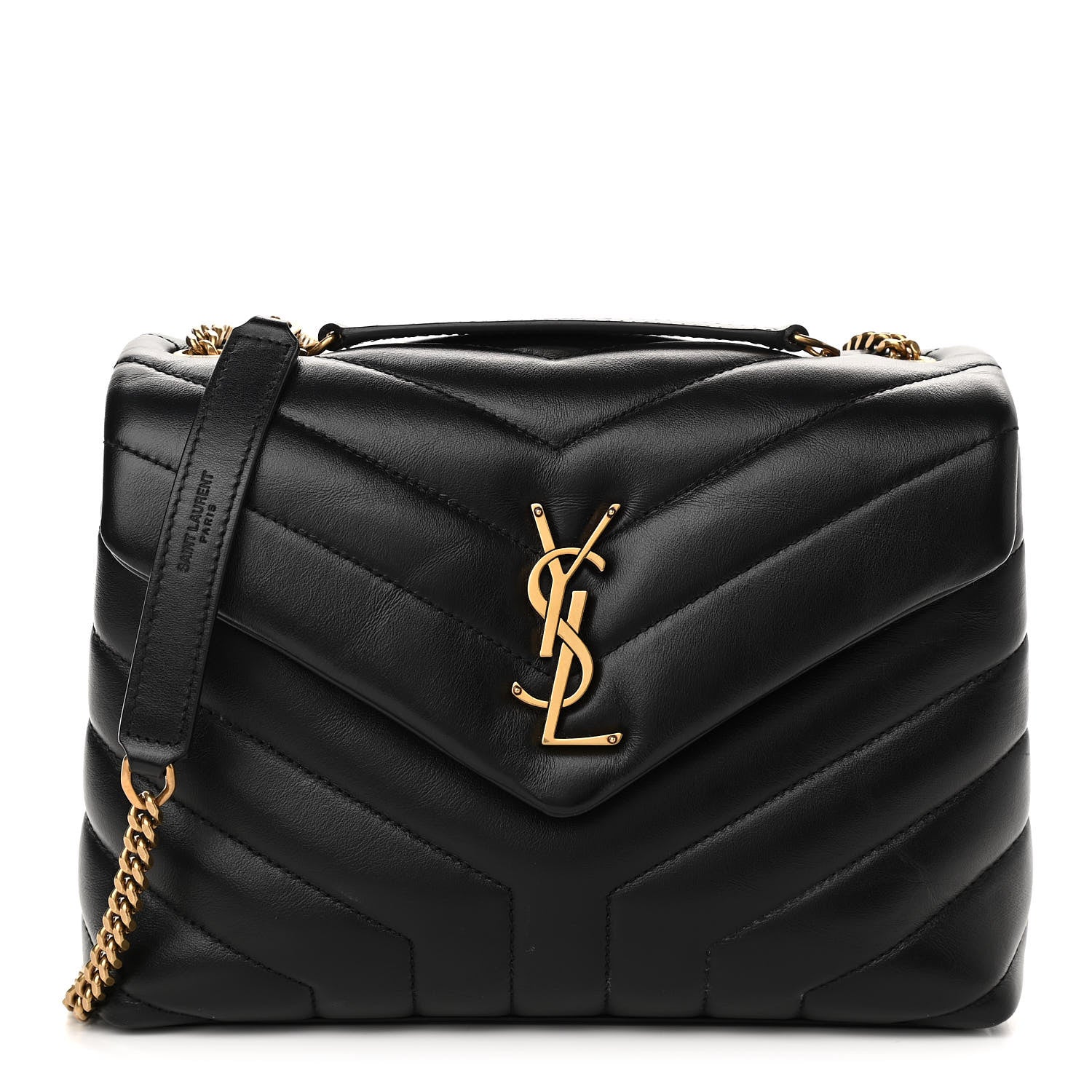 Saint Laurent Calfskin Y Quilted Monogram Small Loulou Chain Satchel Black 1 of 13
