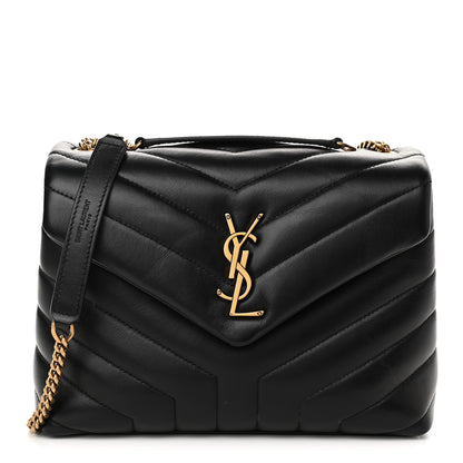 Saint Laurent Calfskin Y Quilted Monogram Small Loulou Chain Satchel Black 1 of 13