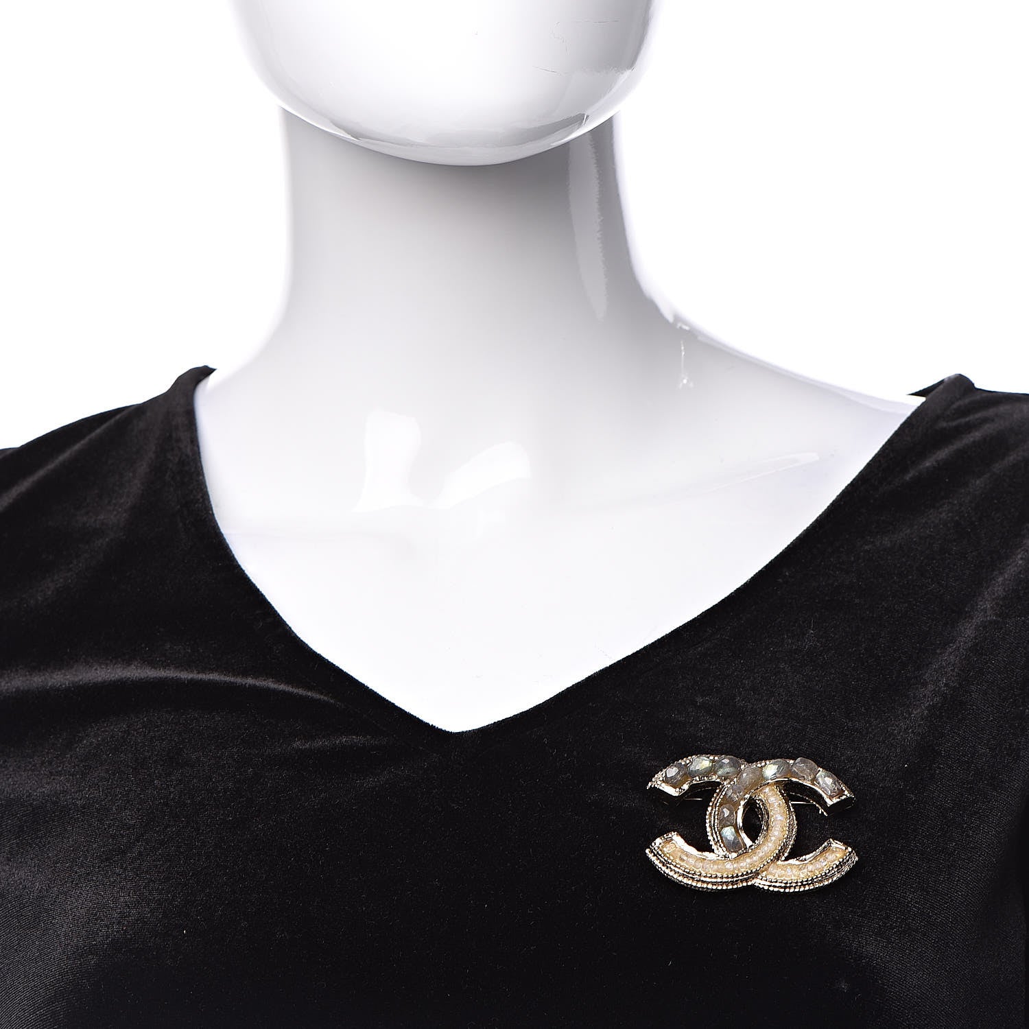 Chanel Moonstone Labradorite CC Brooch Gold 2 of 5