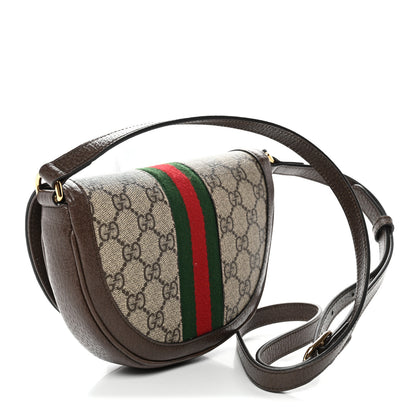 Gucci GG Supreme Monogram Textured Dollar Calfskin Web Mini Ophidia Flap Shoulder Bag Beige Ebony New Acero 3 of 10