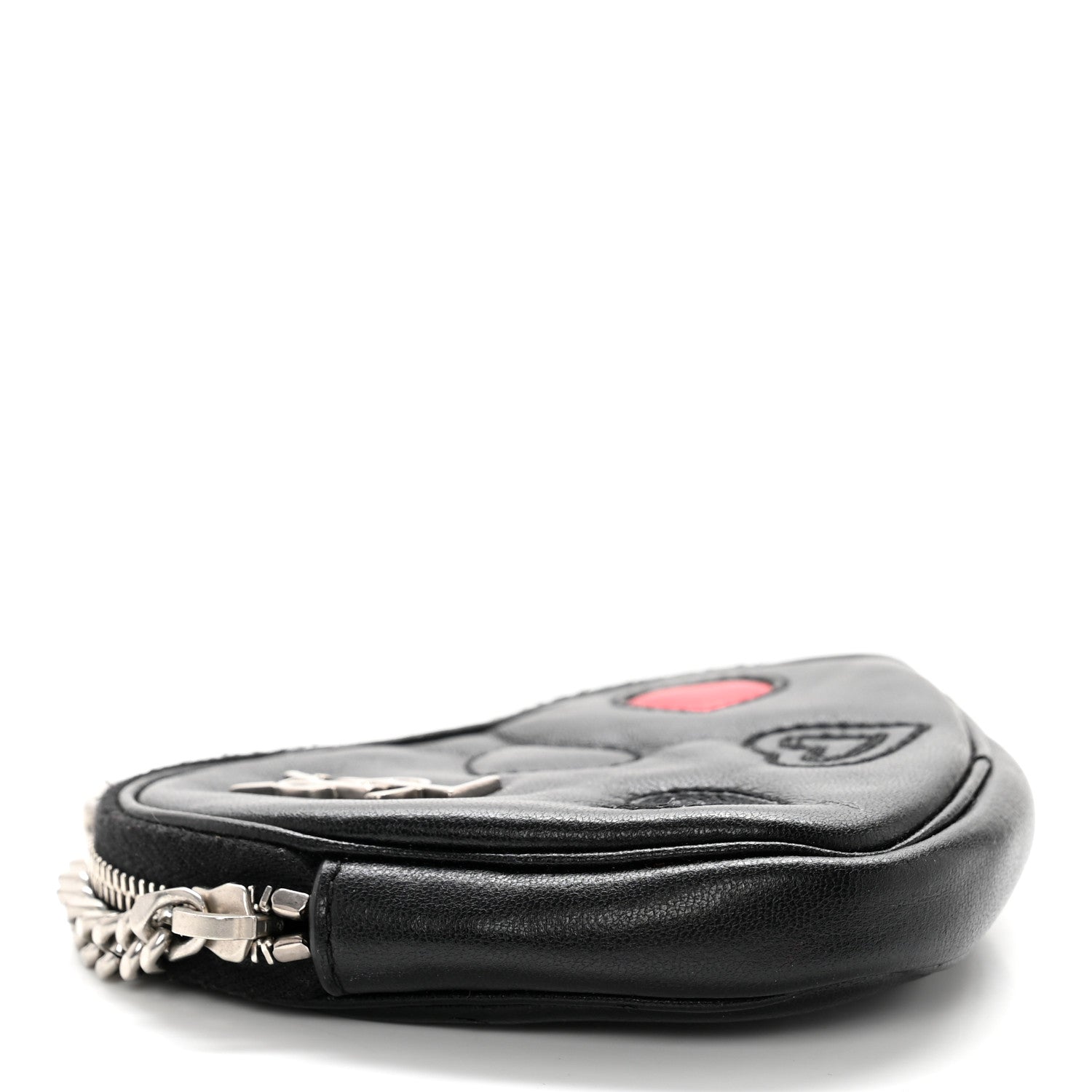 Saint Laurent Calfskin Heart Embossed Monogram Heart Key Pouch Black 4 of 6