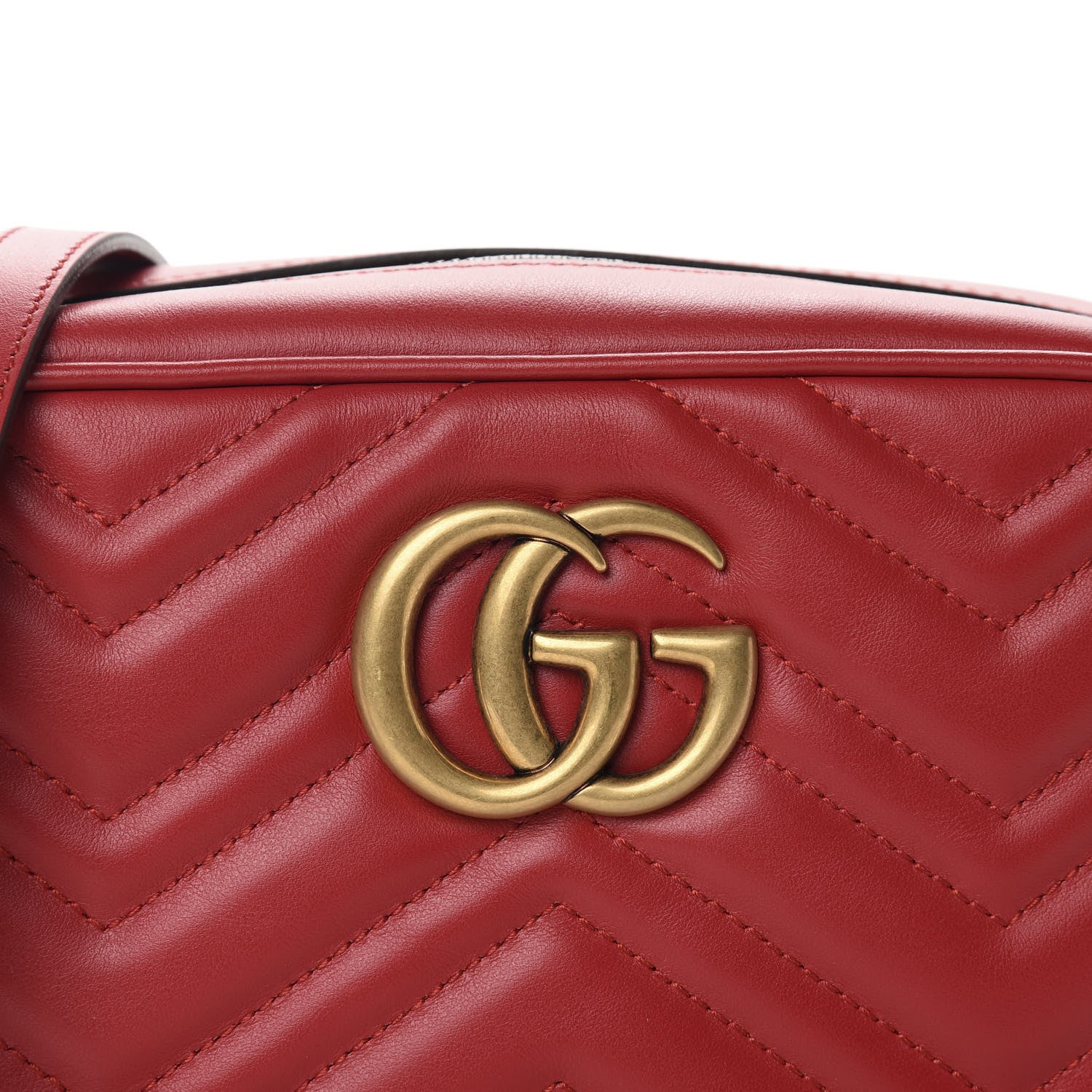 Gucci Calfskin Matelasse Small GG Marmont Chain Shoulder Bag Hibiscus Red 10 of 11