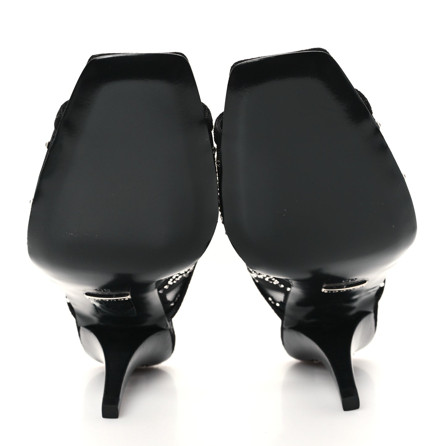 Tela Retino Kid Scamosciato Crystal GG Monogram Square G 95mm Slide Sandals 35 Black