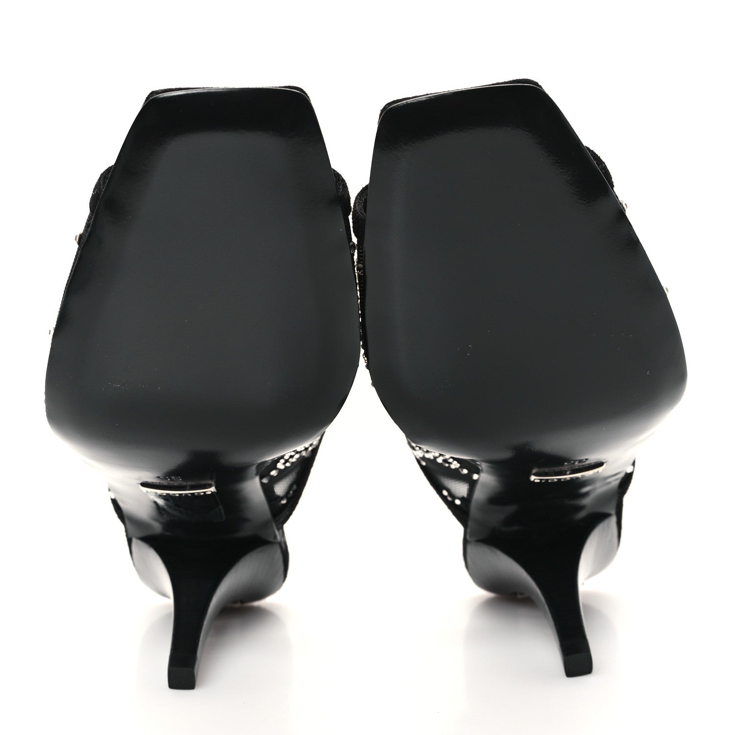 Gucci Tela Retino Kid Scamosciato Crystal GG Monogram Square G 95mm Slide Sandals 35 Black 6 of 9