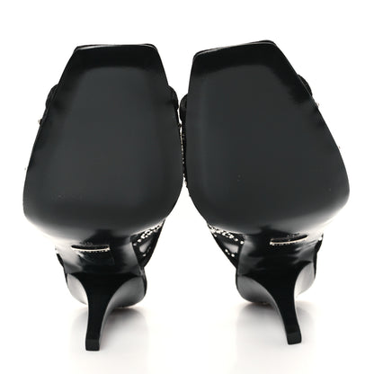Gucci Tela Retino Kid Scamosciato Crystal GG Monogram Square G 95mm Slide Sandals 35 Black 6 of 9