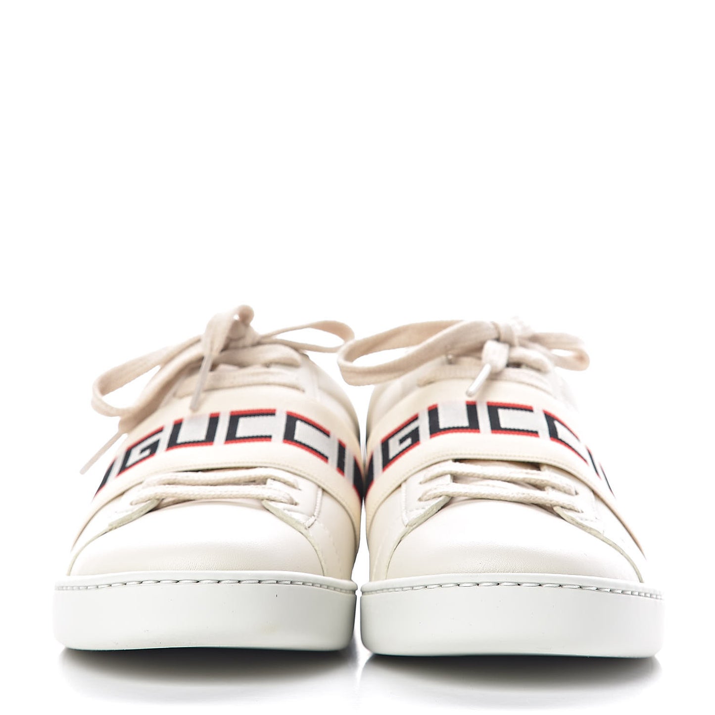 Calfskin Stripe Womens New Ace Sneakers 38 New Mystic White Ecru Red Flame