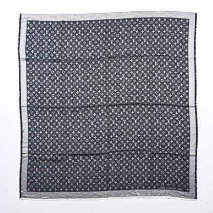 Louis Vuitton Wool Silk Monogram Denim Shawl Blue 1 of 4