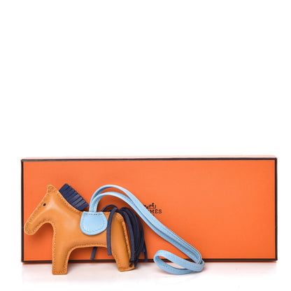 Hermes Milo Lambskin Grigri Rodeo Horse Bag Charm PM Naturel Bouton D'Or Celeste Bleu Saphir 5 of 5