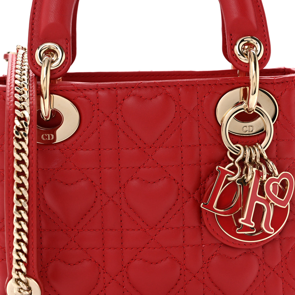 Calfskin Cannage Dioramour Mini Lady Dior Bag Bright Red