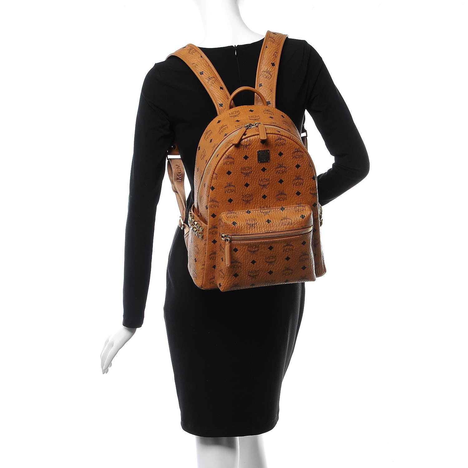 MCM Visetos Medium Side Studs Stark Backpack Cognac 2 of 11