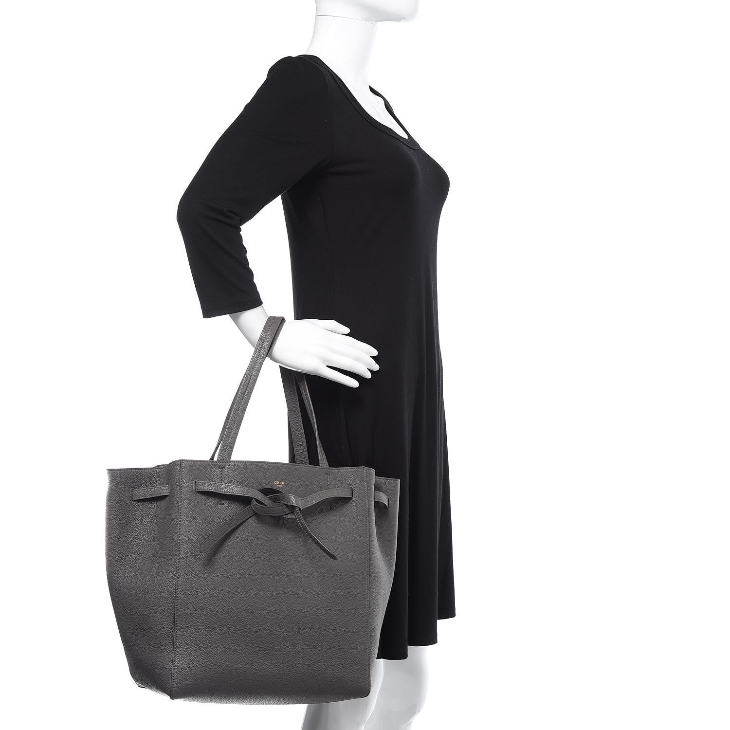 Celine Soft Grained Calfskin Small Belt Cabas Phantom Grey 2 of 15
