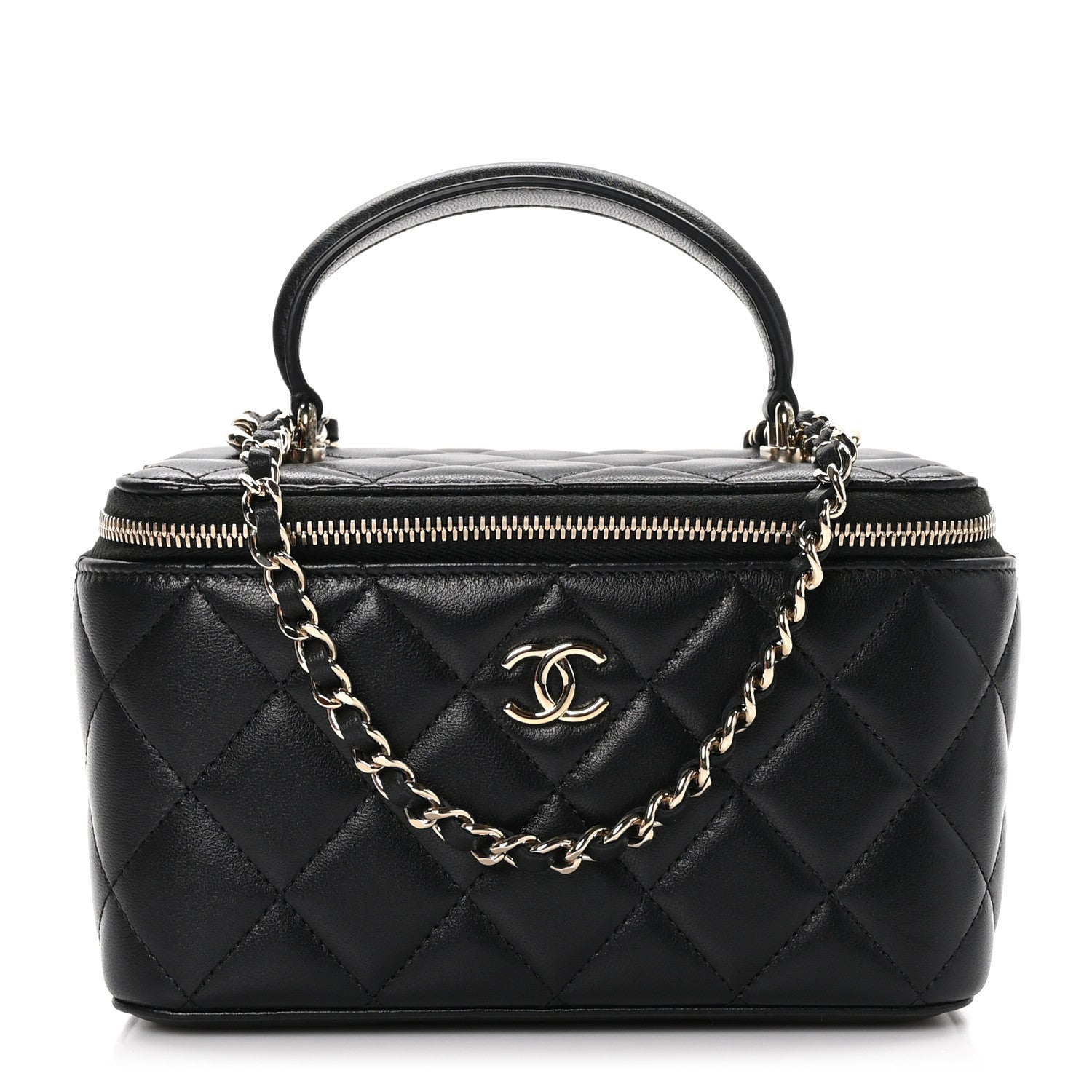 Chanel Lambskin Quilted Small Top Handle Vanity Case With Chain Black 1 of 11