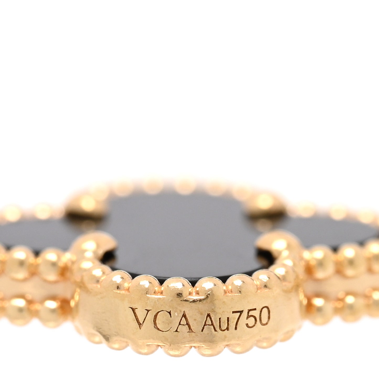 18K Yellow Gold Black Onyx 5 Motifs Vintage Alhambra Bracelet