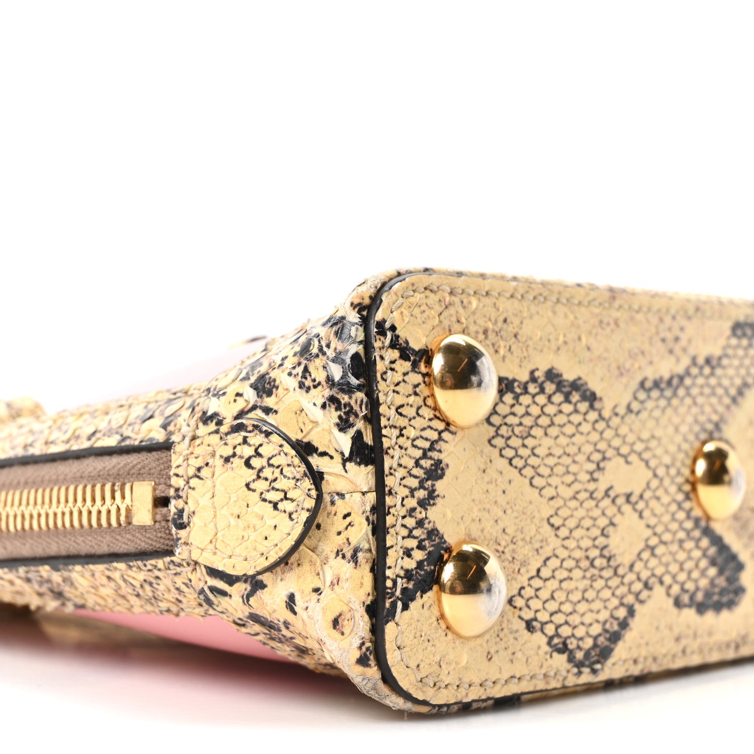 Gucci Snakeskin Boarded Plutone Calfskin Mini Horsebit 1955 Top Handle Bag Wild Rose Beige 9 of 10