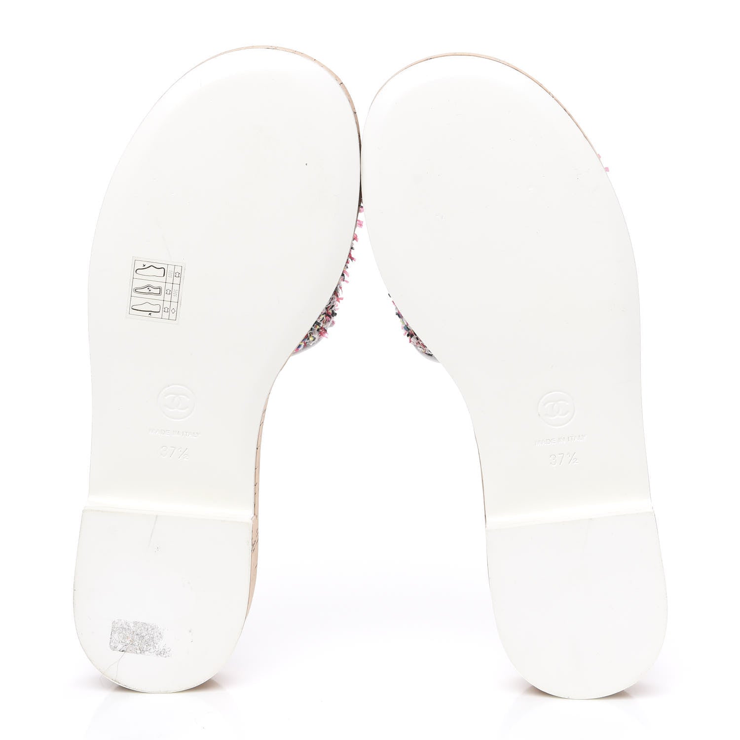 Chanel Tweed Cork Mule Sandal 37.5 White Multicolor 6 of 10