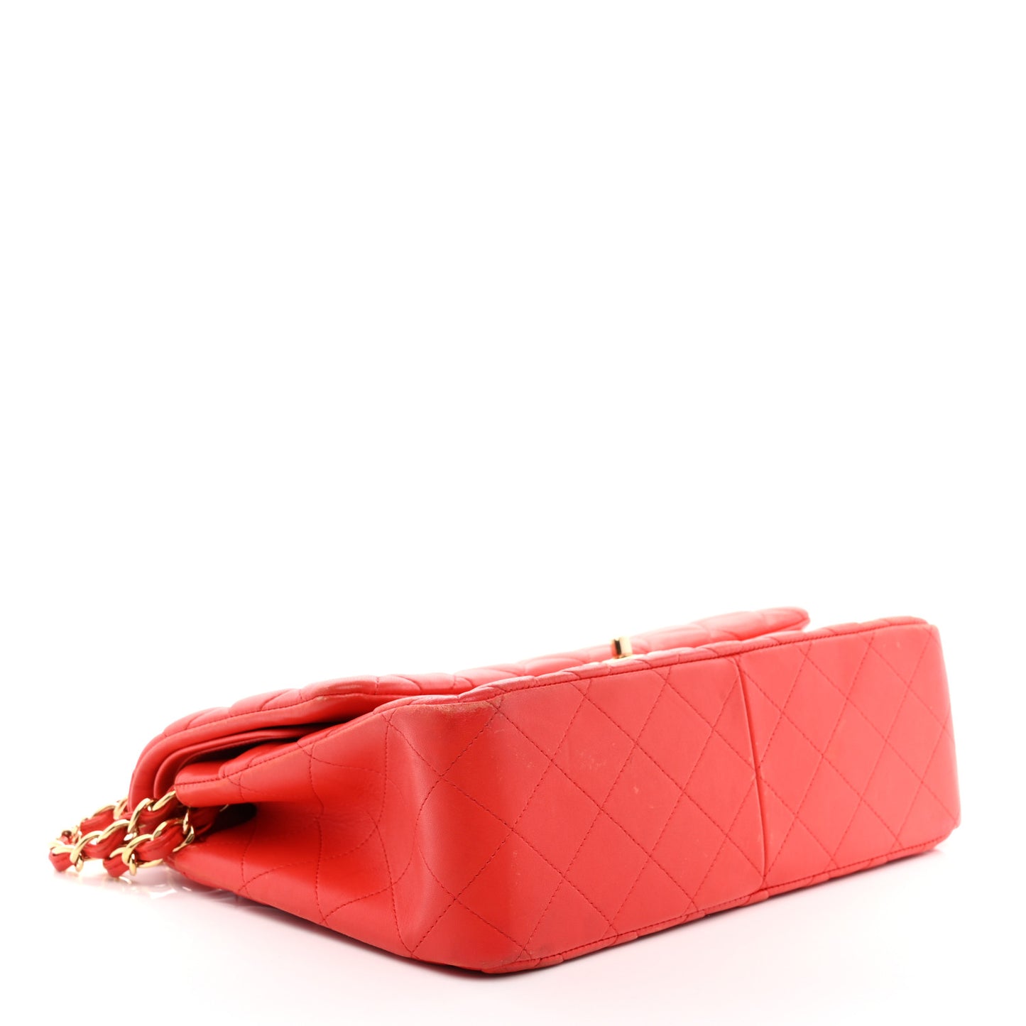 Lambskin Quilted Jumbo Double Flap Red