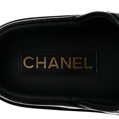 Chanel Lambskin Quilted Velcro Dad Chain CC Slide Sandals 36.5 Black 7 of 9