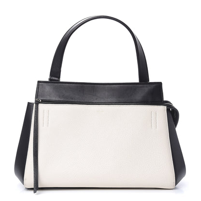 Celine Textured Calfskin Small Bi-Color Edge Shoulder Bag Black Cream 1 of 12