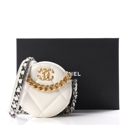 Chanel Goatskin Quilted 19 Round Clutch With Chain White 10 of 10