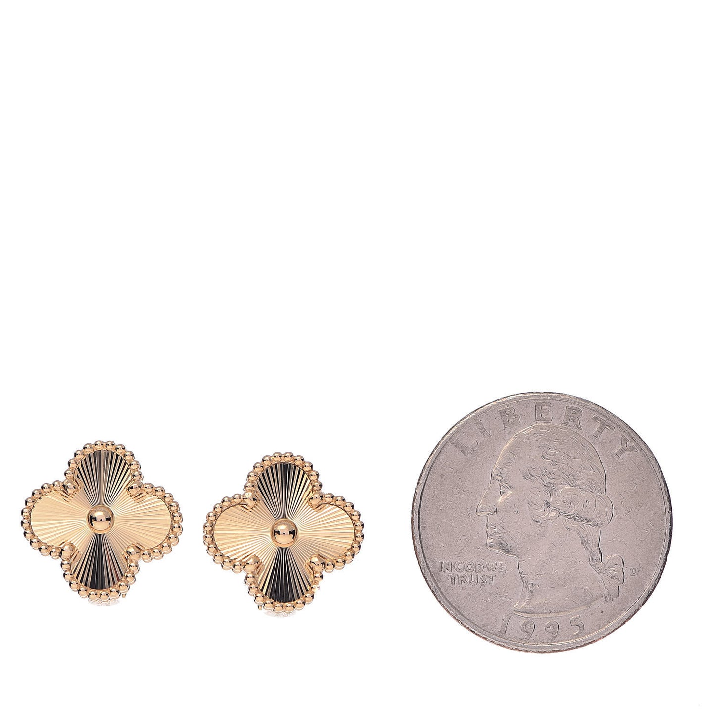 18K Yellow Gold Guilloche Vintage Alhambra Earrings