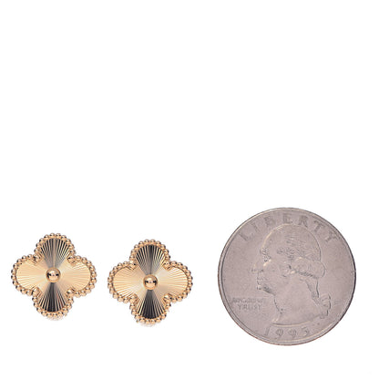 Van Cleef & Arpels 18K Yellow Gold Guilloche Vintage Alhambra Earrings 2 of 5