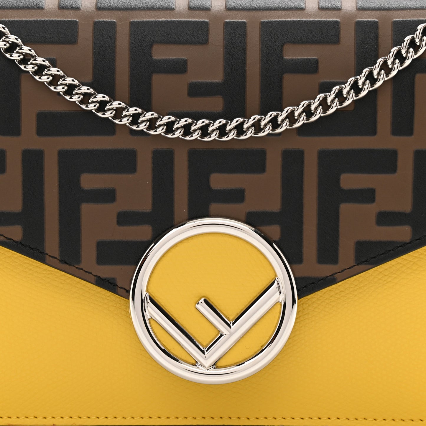 Vitello Cruise F is Fendi Bi-Color FF 1974 Embossed Medium Envelope Wallet On Chain Maya Black Sunflower