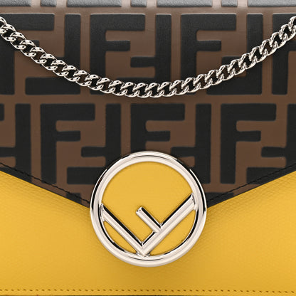 Fendi Vitello Cruise F is Fendi Bi-Color FF 1974 Embossed Medium Envelope Wallet On Chain Maya Black Sunflower 9 of 9