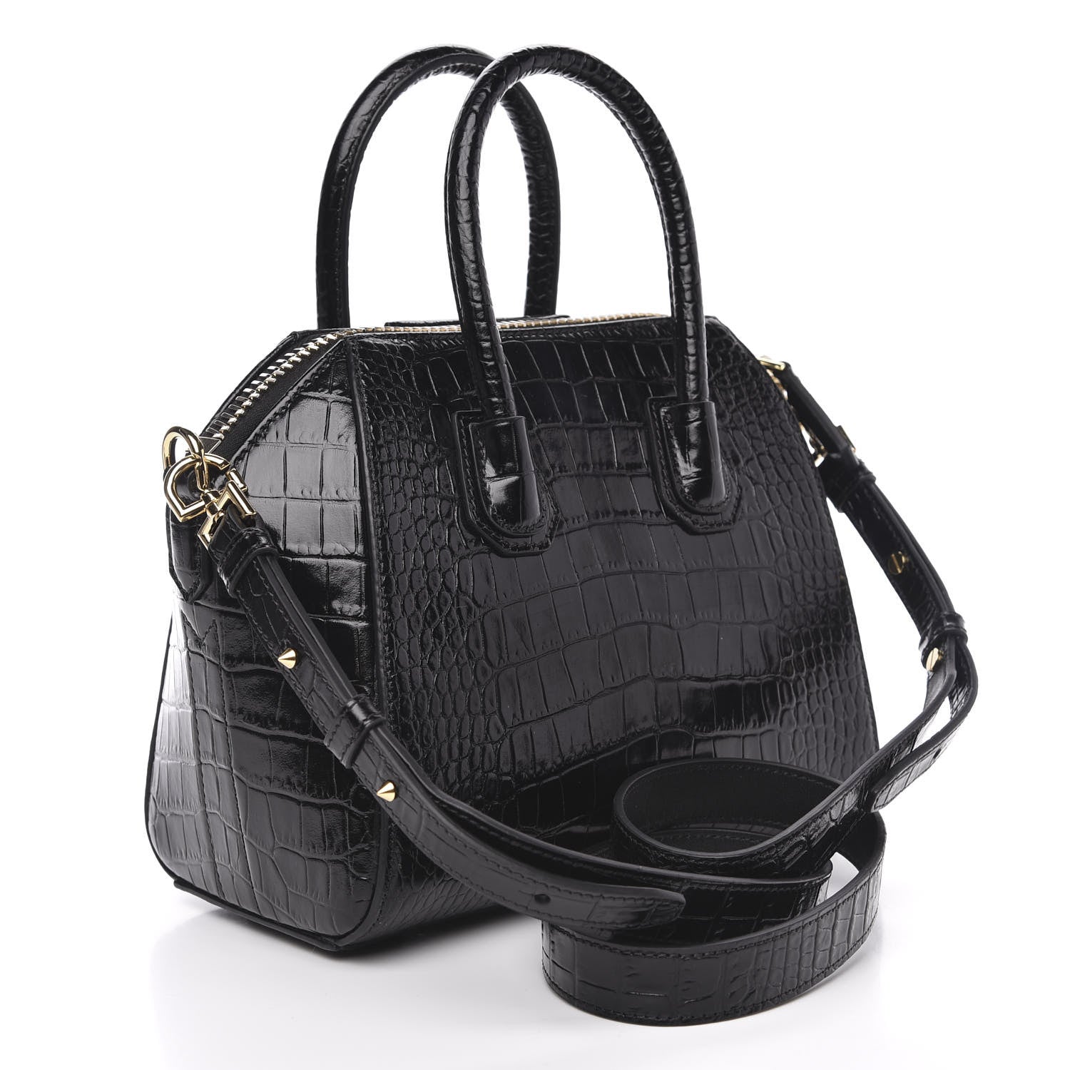 Givenchy Calfskin Crocodile Embossed Mini Antigona Black 3 of 9