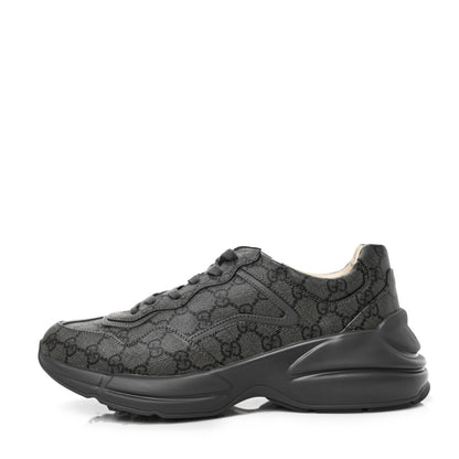 Gucci GG Supreme Monogram Apollo Calfskin Mens Rhyton Sneakers 9 Grey Black Graphite Grey 1 of 8