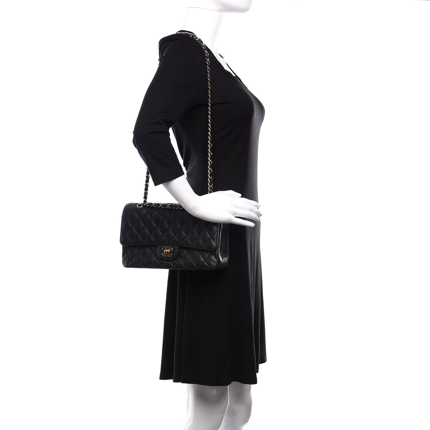 Chanel Caviar Quilted Medium Double Flap Black 2 of 12