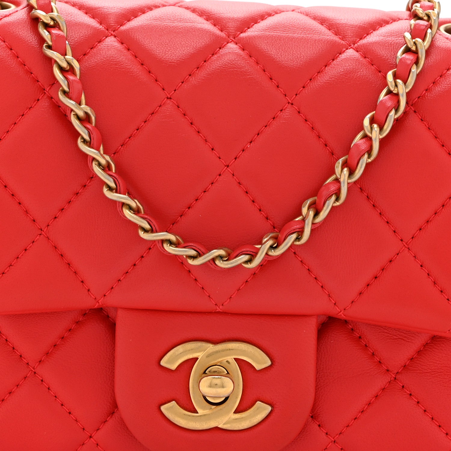 Chanel Lambskin Quilted Mini Pearl Crush Flap Red 8 of 10