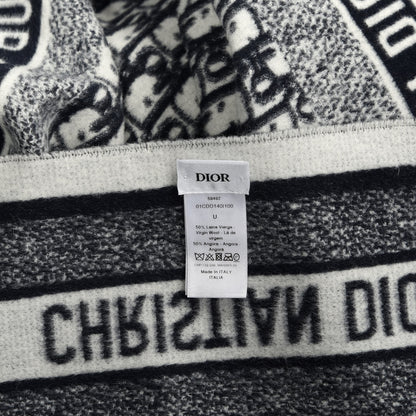 Christian Dior Wool Angora Oblique Throw Blanket Navy Blue 2 of 3