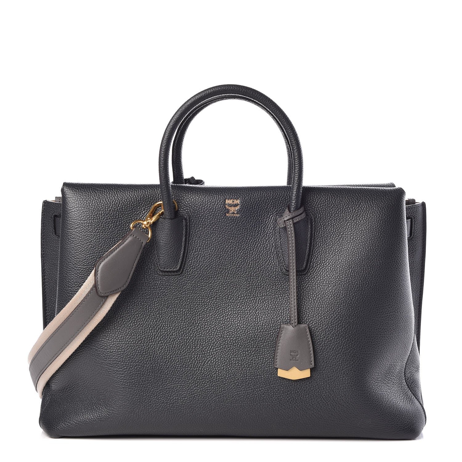 MCM Grained Calfskin Large Milla Tote Phantom Grey 1 of 14
