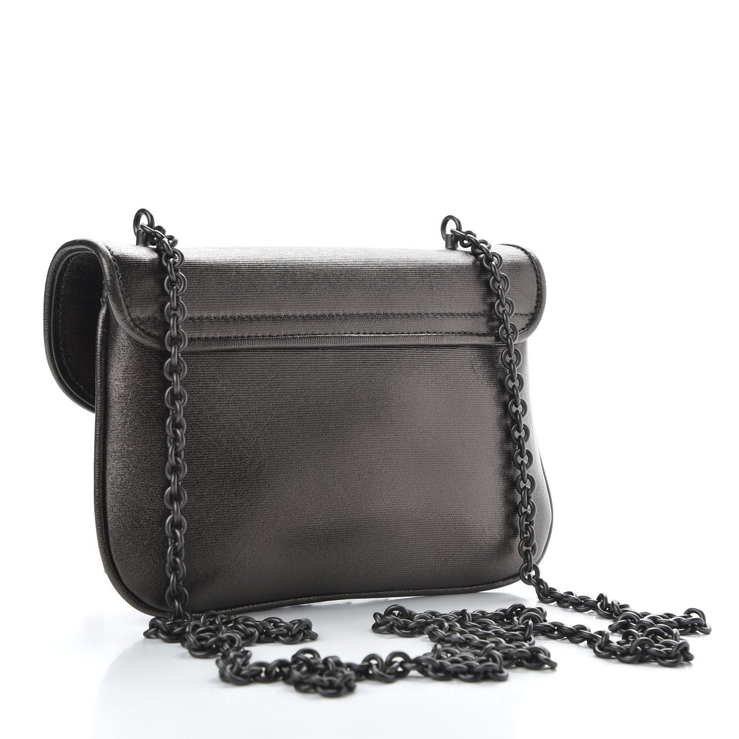 Nappa Intrecciato Front Pocket Flap With Chain Dark Silver