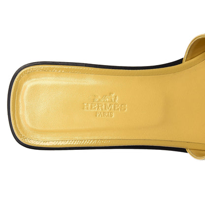 Hermes Patent Epsom Oran Sandals 38 Paille 5 of 7