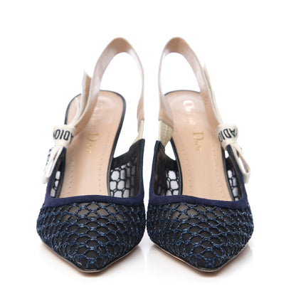 Christian Dior Resille Lambskin Ribbon J'Adior Slingback 100mm Pumps 36.5 Indigo Blue 2 of 9