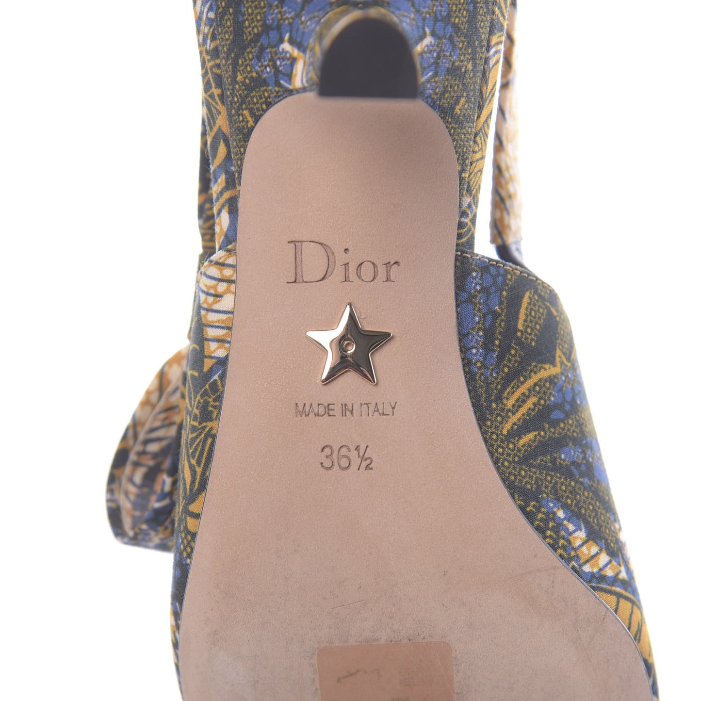 Toile De Jouy Sweet D Slingback Pumps 36.5 Blue Yellow
