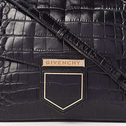 Givenchy Calfskin Crocodile Embossed Small Nobile Shoulder Bag Black 10 of 13