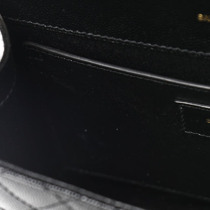 Saint Laurent Grain De Poudre Textured Mixed Matelasse Triquilt Medium Monogram Satchel Black 13 of 17